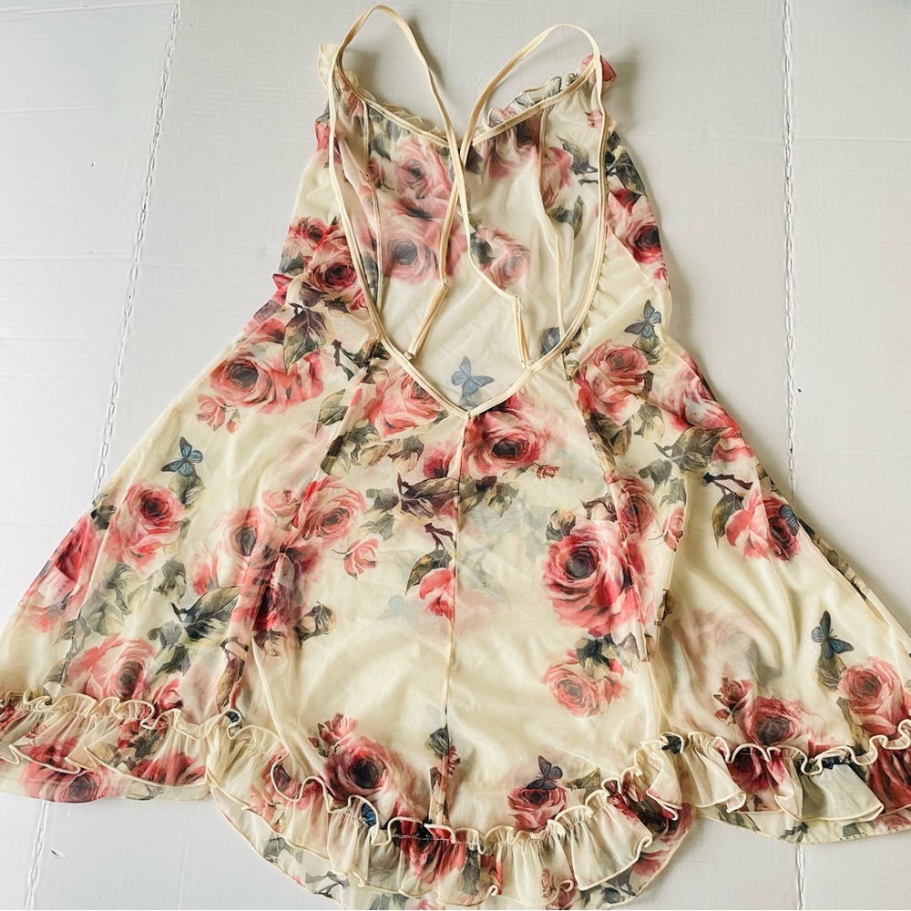 Floral Sheer Chemise with Ruffle Trim - Picture 3 of 11